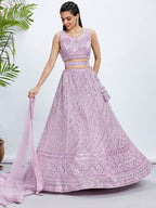 House of Panchhi Sea Green Georgette Sequins And Thread Embroidery Lehenga Choli & Dupatta