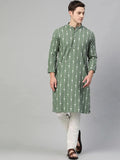 Fabmade Green And White Printed Straight Kurta