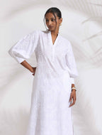 trueBrowns trueBrown White Cotton Schiffli Kurta Set - Distacart