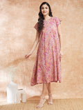 InWeave Women's Pink Coral Floral Print A Line Dress - Distacart