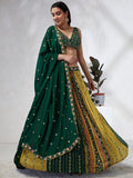 House of Panchhi Navy Blue Pure Georgette Sequins And Thread Embroidery Lehenga Choli & Dupatta