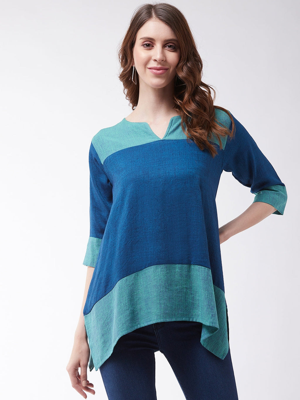 InWeave Women's Peacock Blue Top