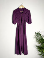 trueBrowns Purple Slub Pleated Kurta - Distacart