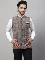 Even Apparels Men's Beige Pure Wool Nehru Jacket