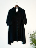 trueBrowns Black Slub Short Shirt Top