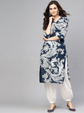 Antaran Blue Pure Cotton Printed Kurta Pant Set - Distacart