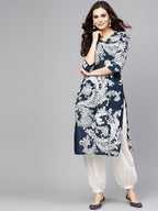Antaran Blue Pure Cotton Printed Kurta Pant Set - Distacart