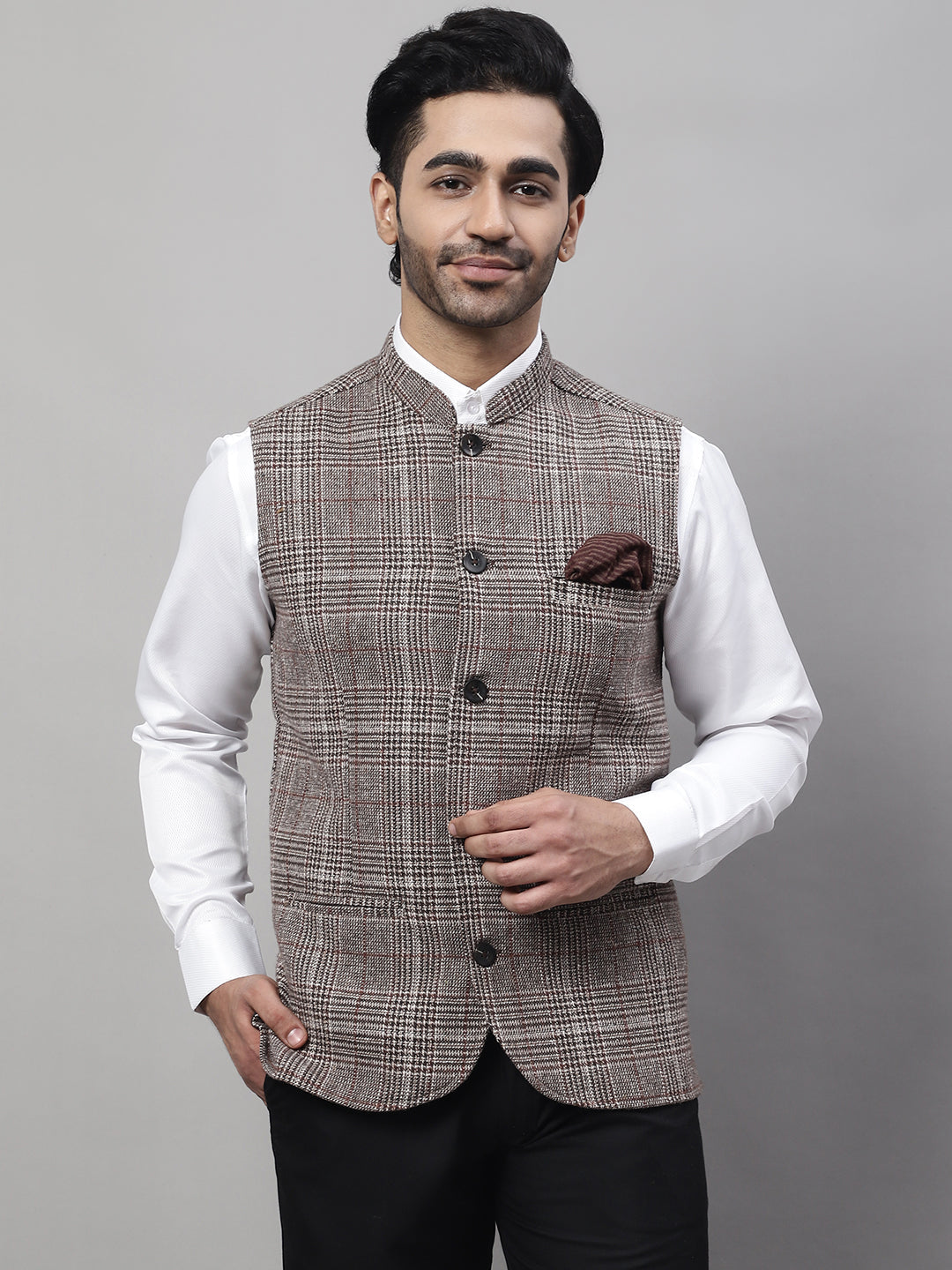 Even Apparels Men's Beige Pure Wool Nehru Jacket