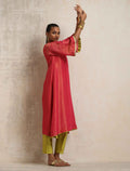 trueBrowns Hot Pink Tissue Flared Kurta Set - Distacart