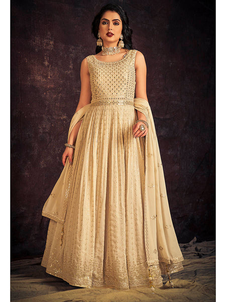 Myra Cream Real Georgette Designer Gown Style Suit