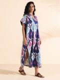 trueBrowns Blue Cotton Ikat Oversized Dress - Distacart
