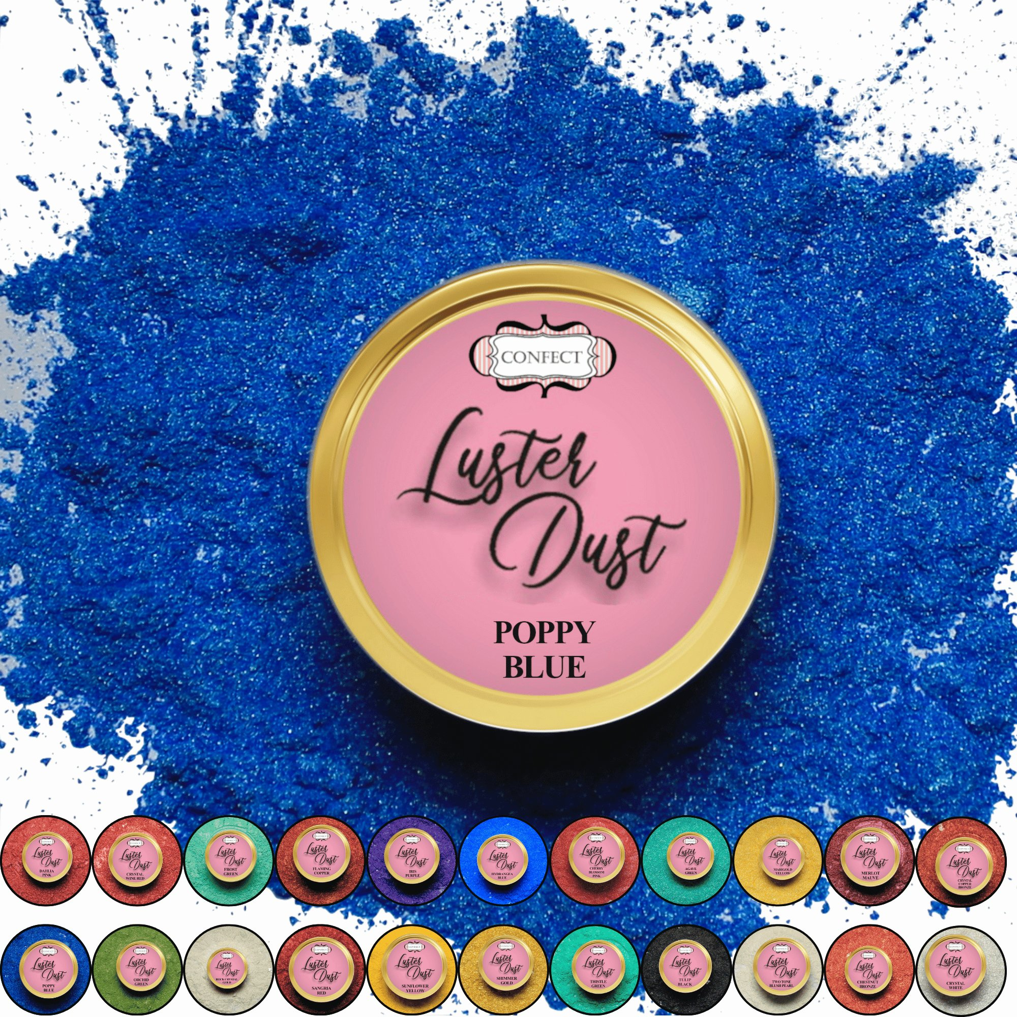 poppy blue edible luster dust 5 gms