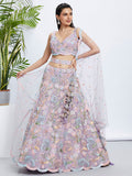 House of Panchhi Pink Chiffon Sequins And Thread Embroidery Lehenga Choli & Printed Dupatta