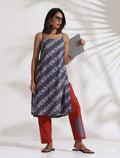 trueBrowns Grey Cotton Print Highslit Kurta Set - Distacart