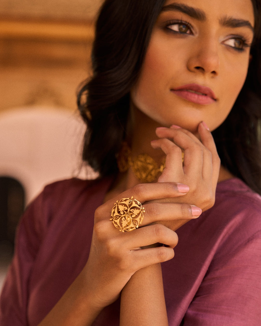 trueBrowns Gold-Polished Circle Ring