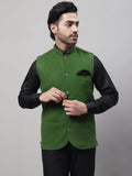 Even Apparels Men's Green Pure Wool Nehru Jacket