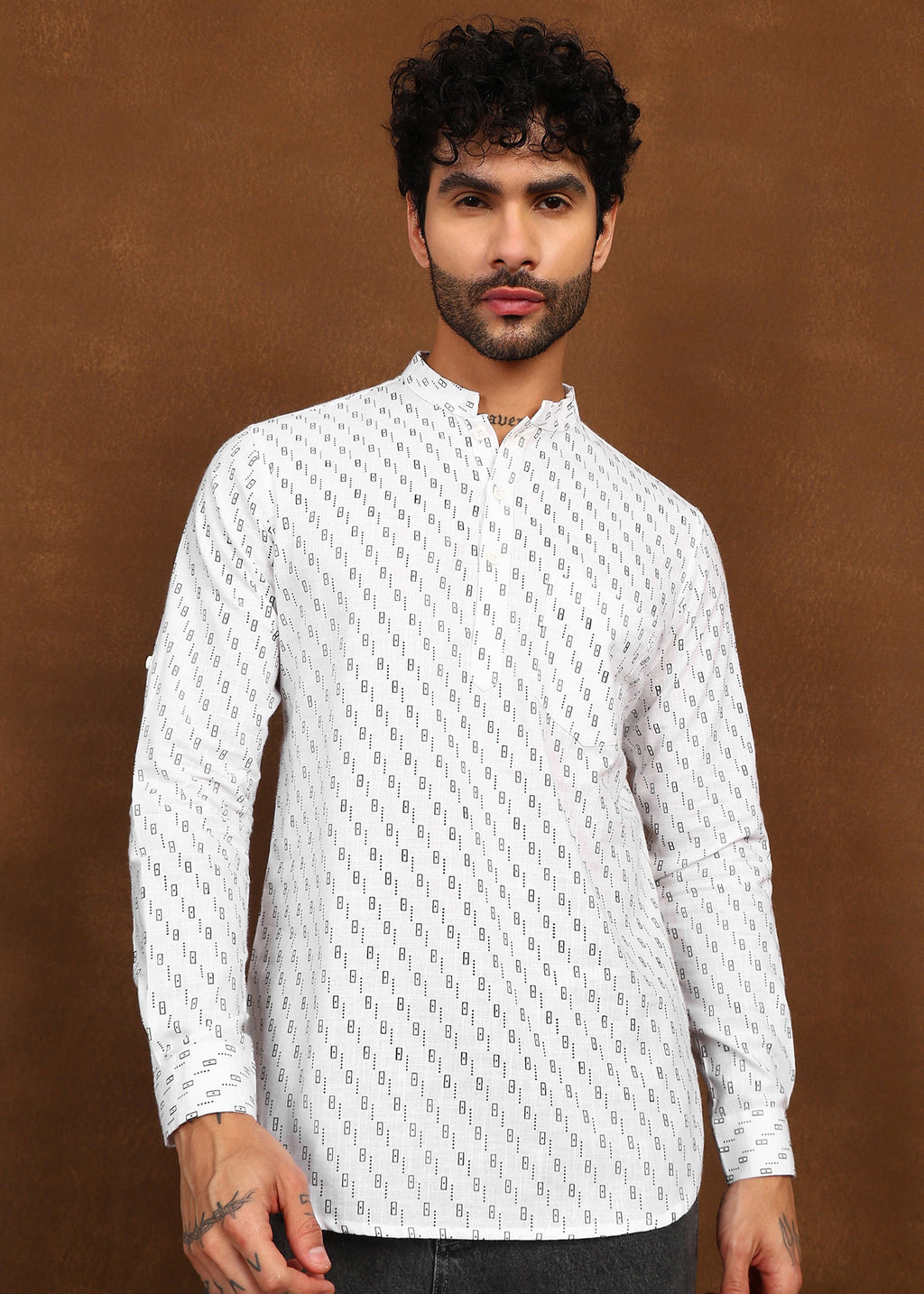 Fabmade Ivory Glyph Kurta Shirt
