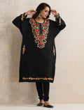 trueBrowns Black Kashmiri Embroidered Woollen Phiran Kurta - Distacart