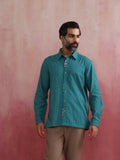 trueBrowns Men's Teal Cotton Shirt