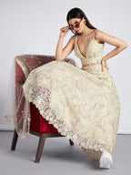 House of Panchhi Turquoise Blue Georgette Sequins And Thread Embroidery Lehenga Choli & Dupatta