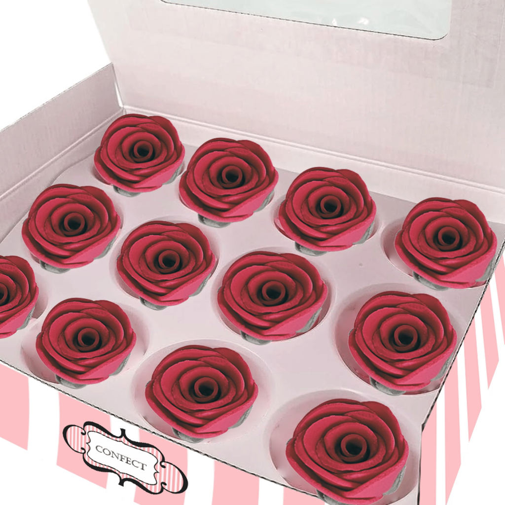 sugar roses for cake cupcake decoration burgundy 120 gms