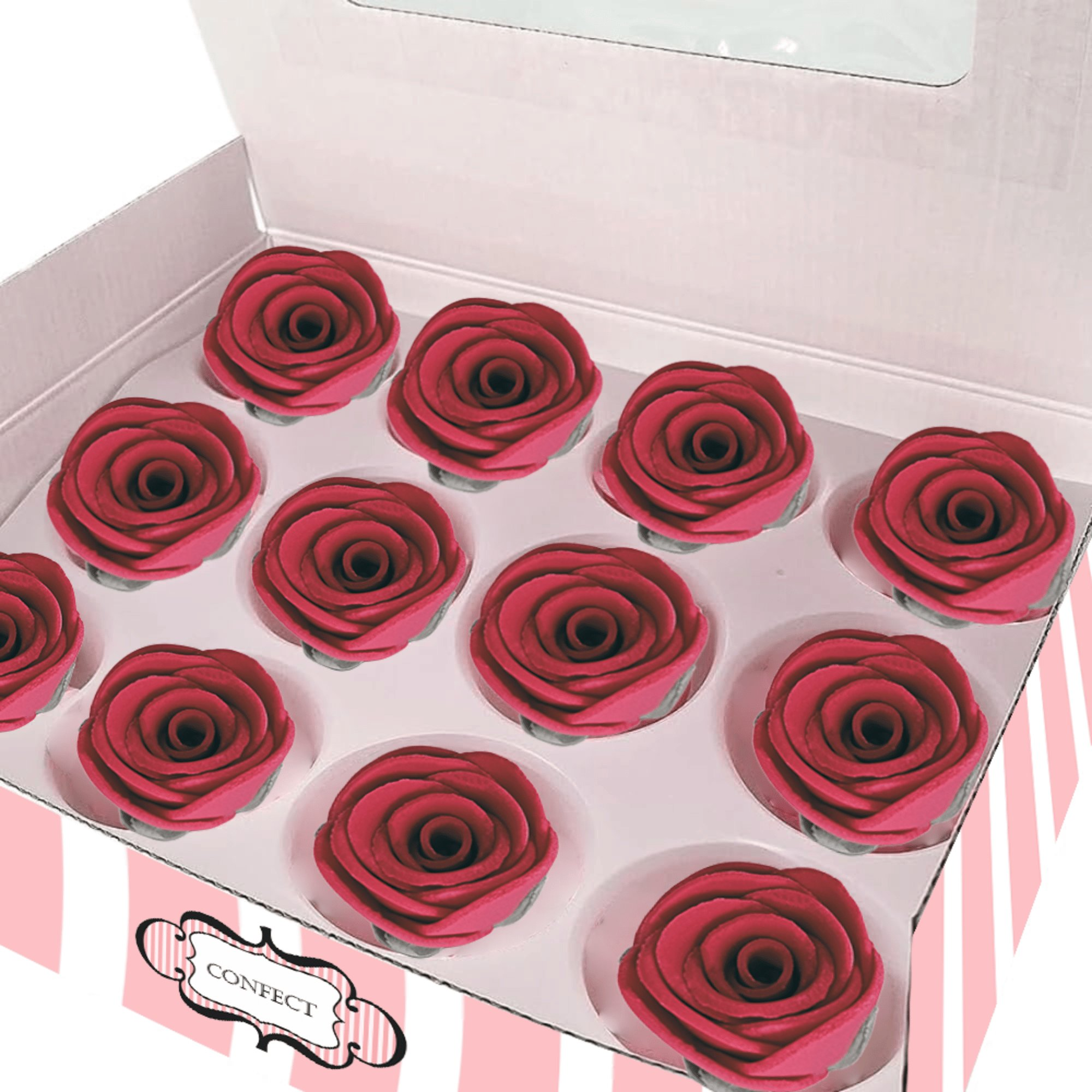 sugar roses for cake cupcake decoration burgundy 120 gms