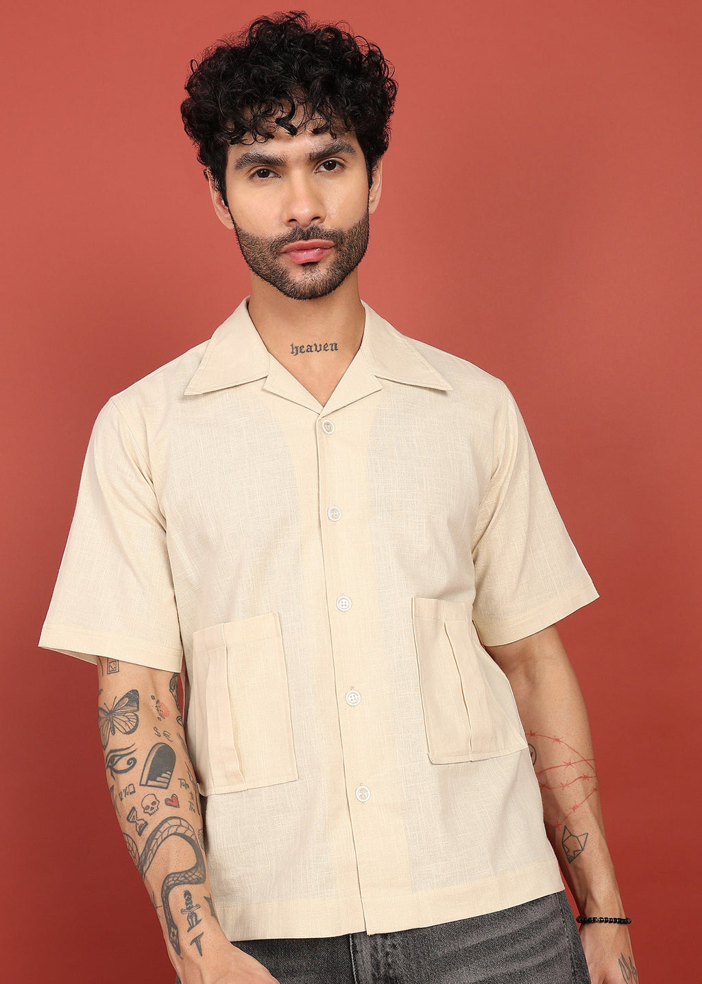 Fabmade Regular Fit Plain Shirt Otago - Beige