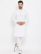 Even Apparels White Pure Cotton Kurta With Band Collar - Distacart