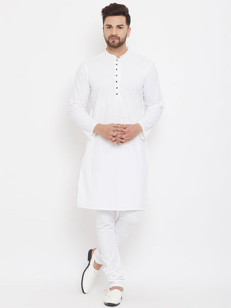 Even Apparels White Pure Cotton Kurta With Band Collar