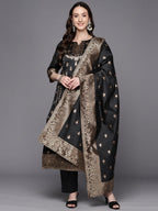 Ahalyaa Unstitched Black Dress Material - Distacart