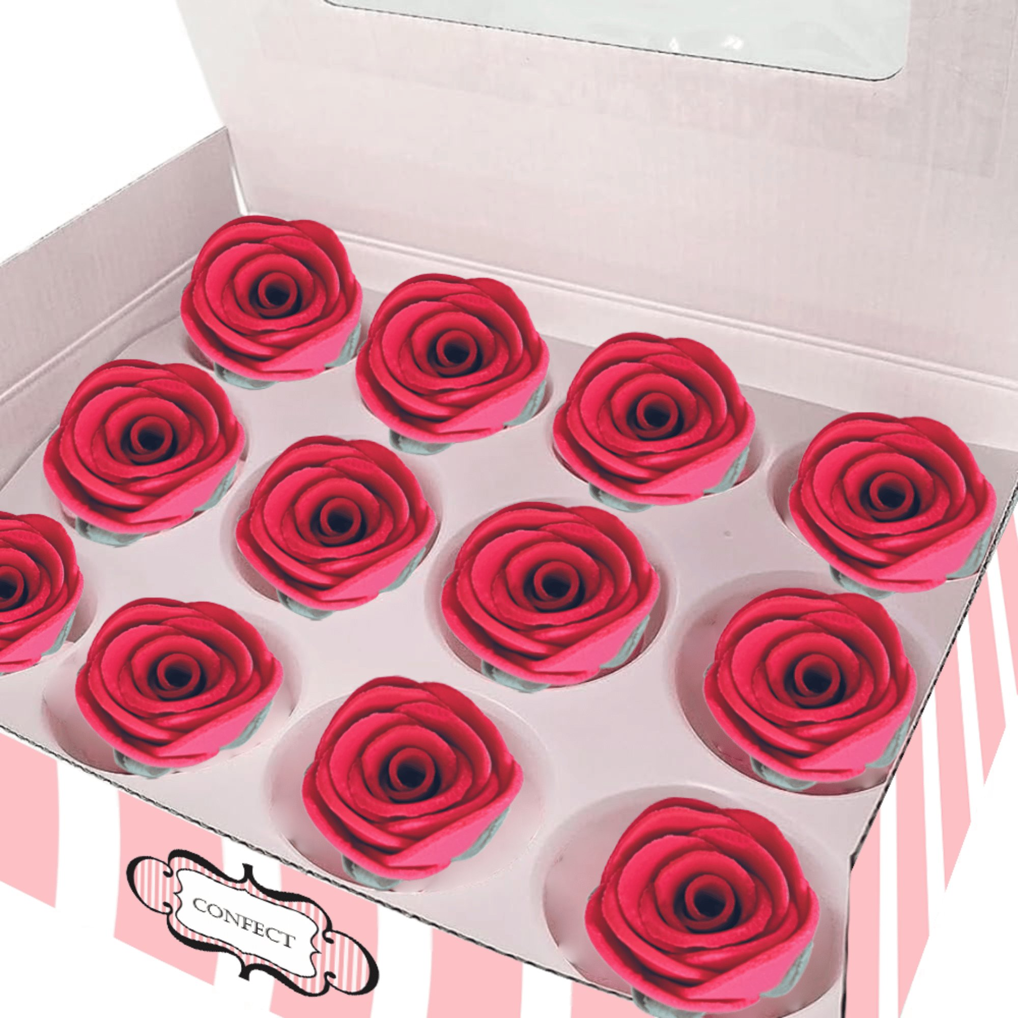confect edible rose topper edible rose for cake decorations edible crimson pink roses pack of 12