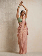 trueBrowns Pink Gold Lurex Ready To Wear Saree