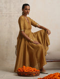 trueBrowns Gold Tissue Flared Anarkali Kurta Set - Distacart