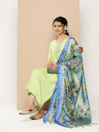 KSUT (House of Varanga) Green Kurta With Lace Embellishment Paired With Straight Pant And Dupatta - Distacart