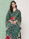 Ahalyaa Women Floral Printed Flared Sleeves Patchwork Georgette Kaftan Kurta - Distacart