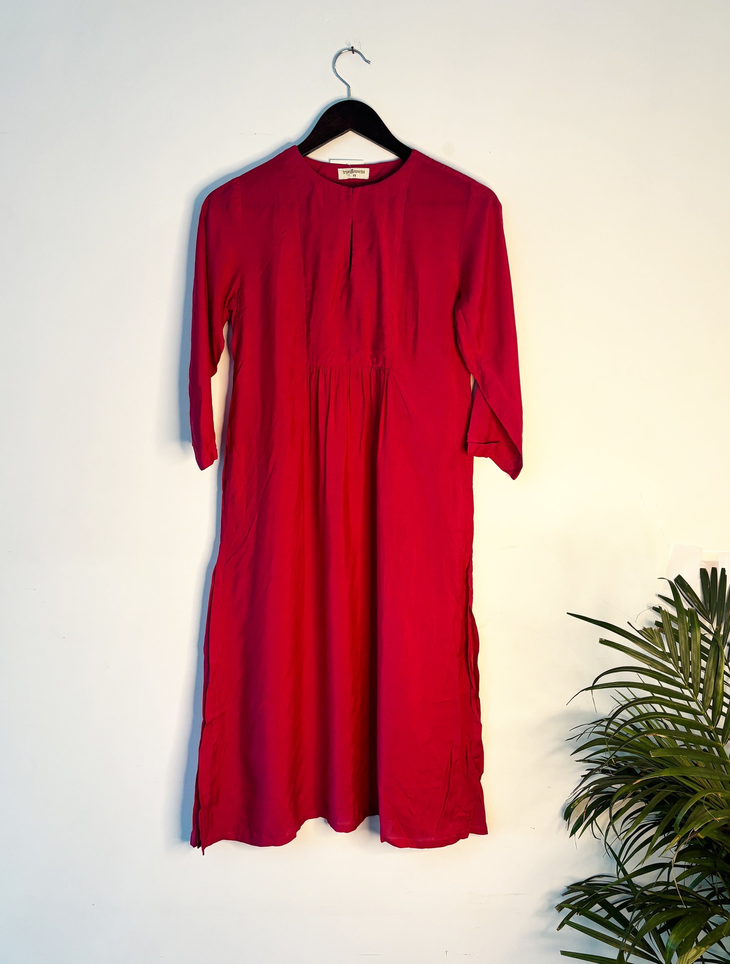 trueBrowns Pink Muslin Flared Kurta - Distacart