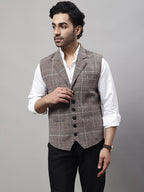 Even Apparels Men's Brown Pure Wool Nehru Jacket