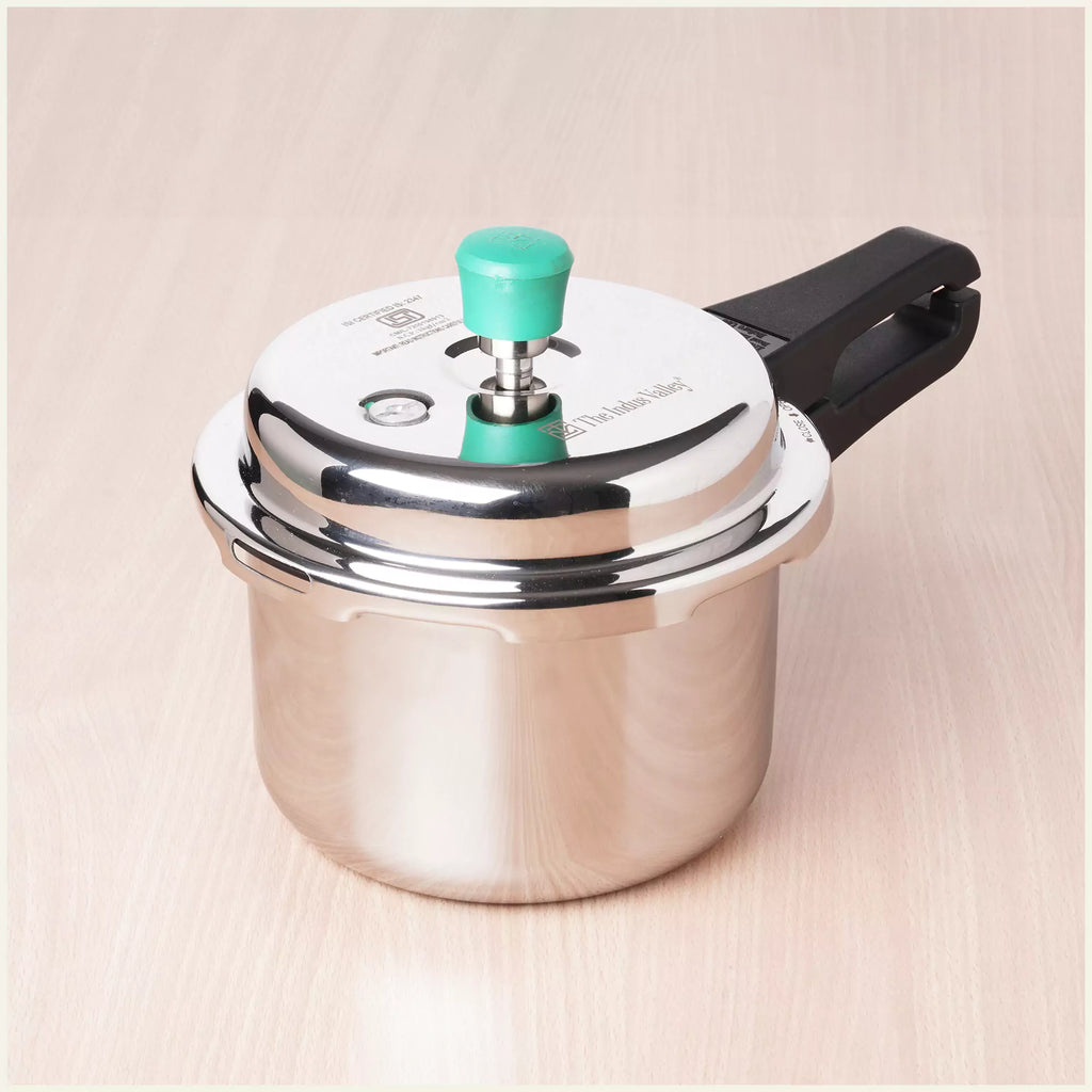 The Indus Valley RapidCuk Tri-ply Stainless Steel Pressure Cooker, Premium Quality, 3 Layer Thick Body, Heavy Bottom, 100% Safe, ISI Certified, Induction & Gas, 2/3/5L