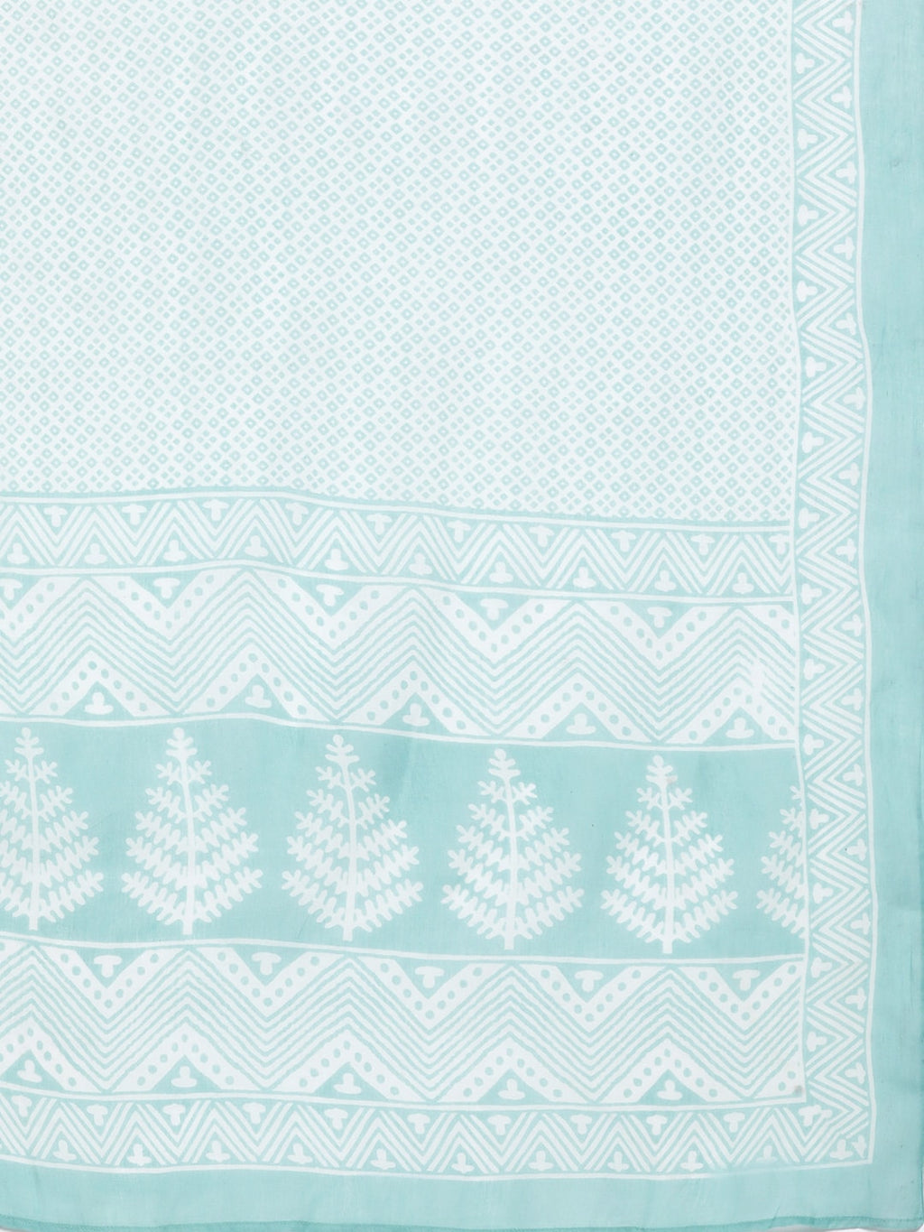 HERE&NOW Women Turquoise Blue Floral Printed Pure Cotton Kurta with Palazzos & With Dupatta