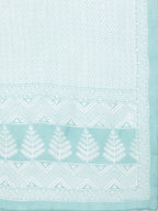 HERE&NOW Women Turquoise Blue Floral Printed Pure Cotton Kurta with Palazzos & With Dupatta