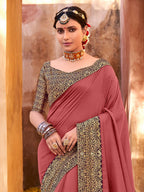 Saree Mall Zari Mauve & Purple Silk Blend Sarees