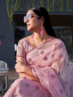Tikhi Imli Floral Mirror Work Organza Saree - Distacart