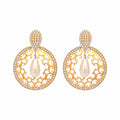 Nuyug 22K Gold Plated Cubic Zirconia Studded Contemporary Moon Shaped Pearl Drop Chandbalis - Distacart