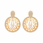 Nuyug 22K Gold Plated Cubic Zirconia Studded Contemporary Moon Shaped Pearl Drop Chandbalis - Distacart