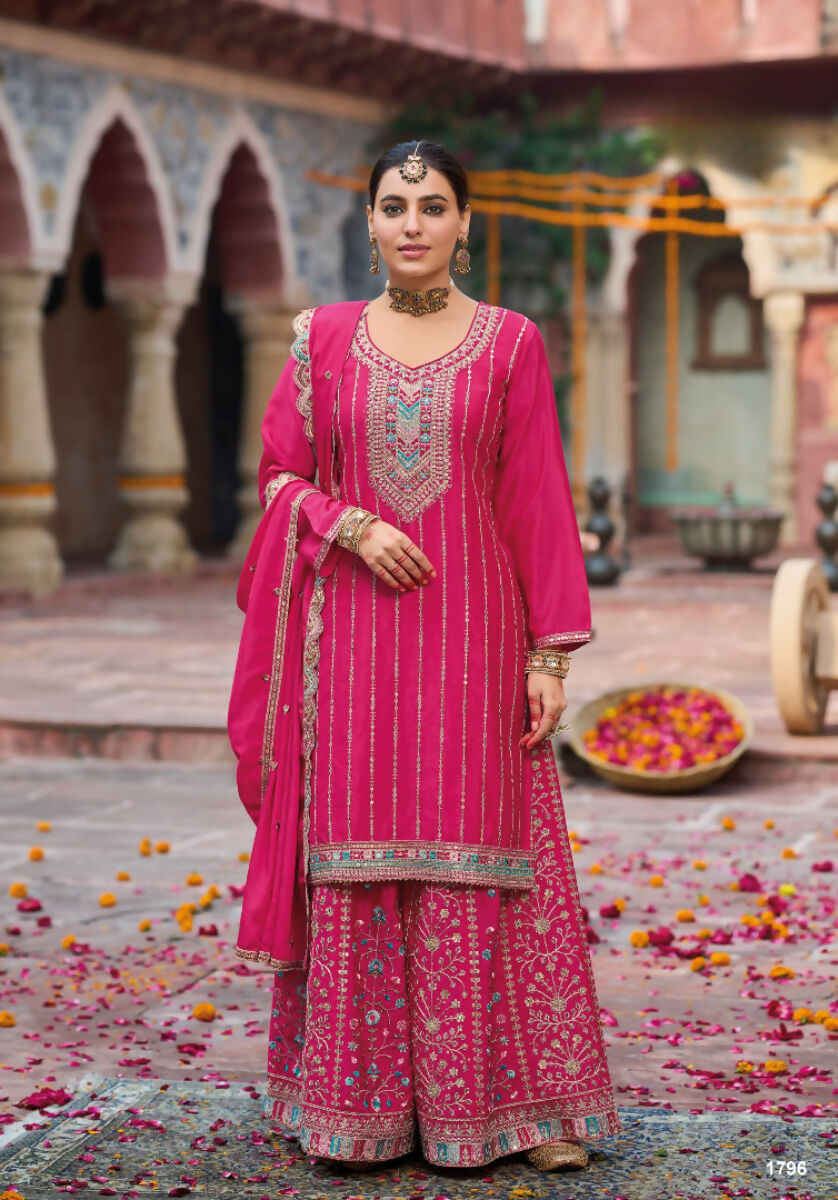 Anaita Rani Pink Premium Embroidery Dhaga Sequin Work Ready Made Suit - Distacart