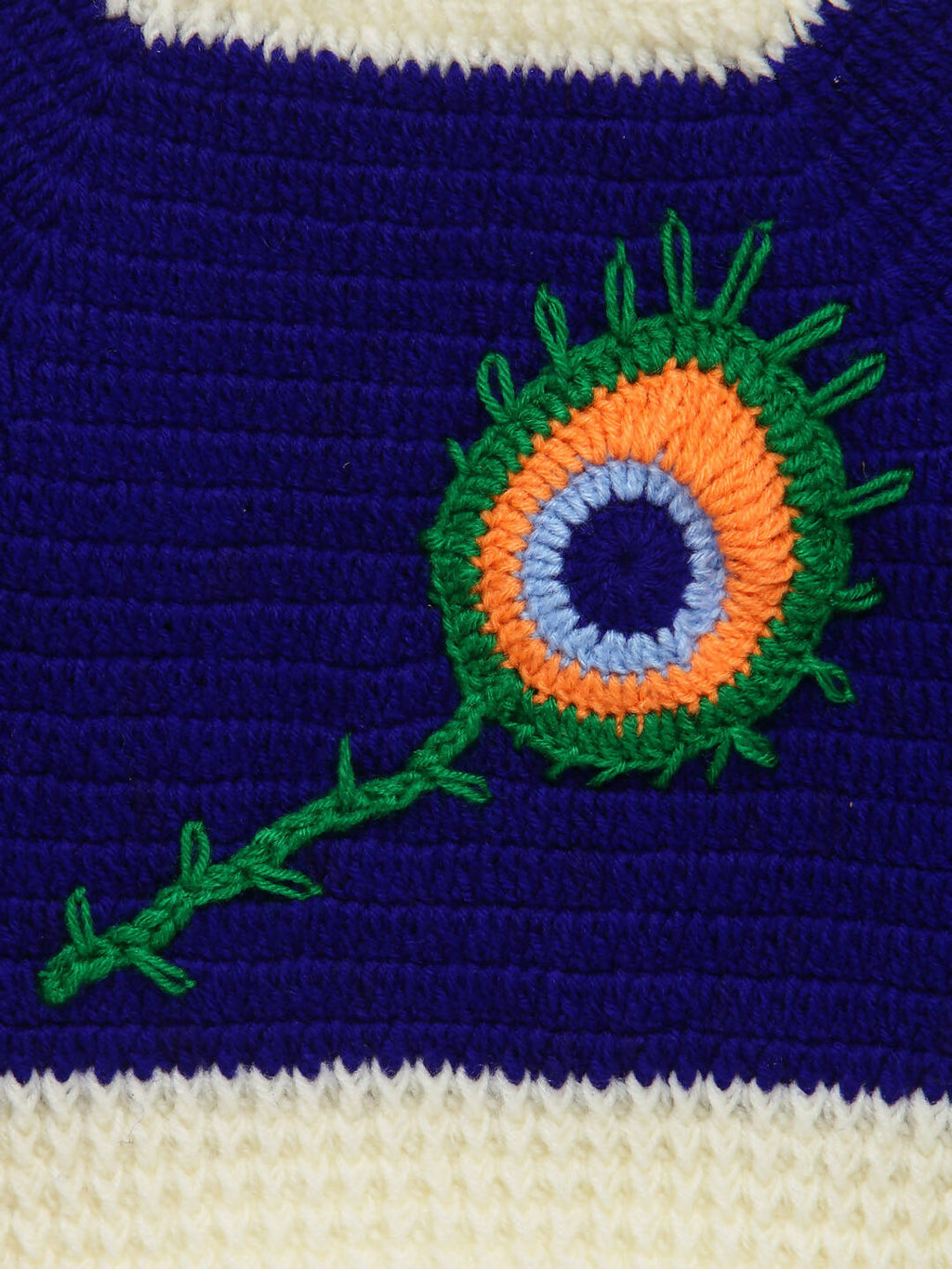 Chutput Kids Blue Coloured Solid Pullover with Peacock Applique Detail