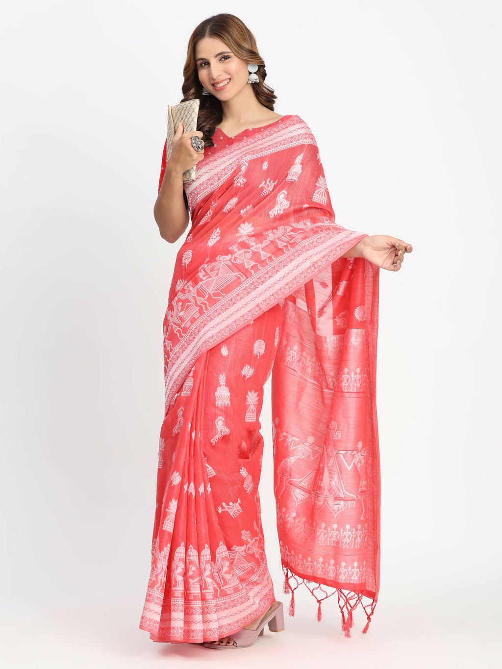 Shree Shyam Fashion Linen Cotton Sky Blue Saree - Distacart