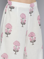 HERE&NOW Women Floral Printed Regular Pure Cotton Kurta with Palazzos & With Dupatta