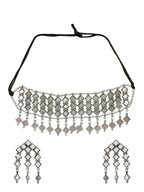 Silver-Plated Alloy Kundan Studded Oxidised Choker Necklace - The Pari