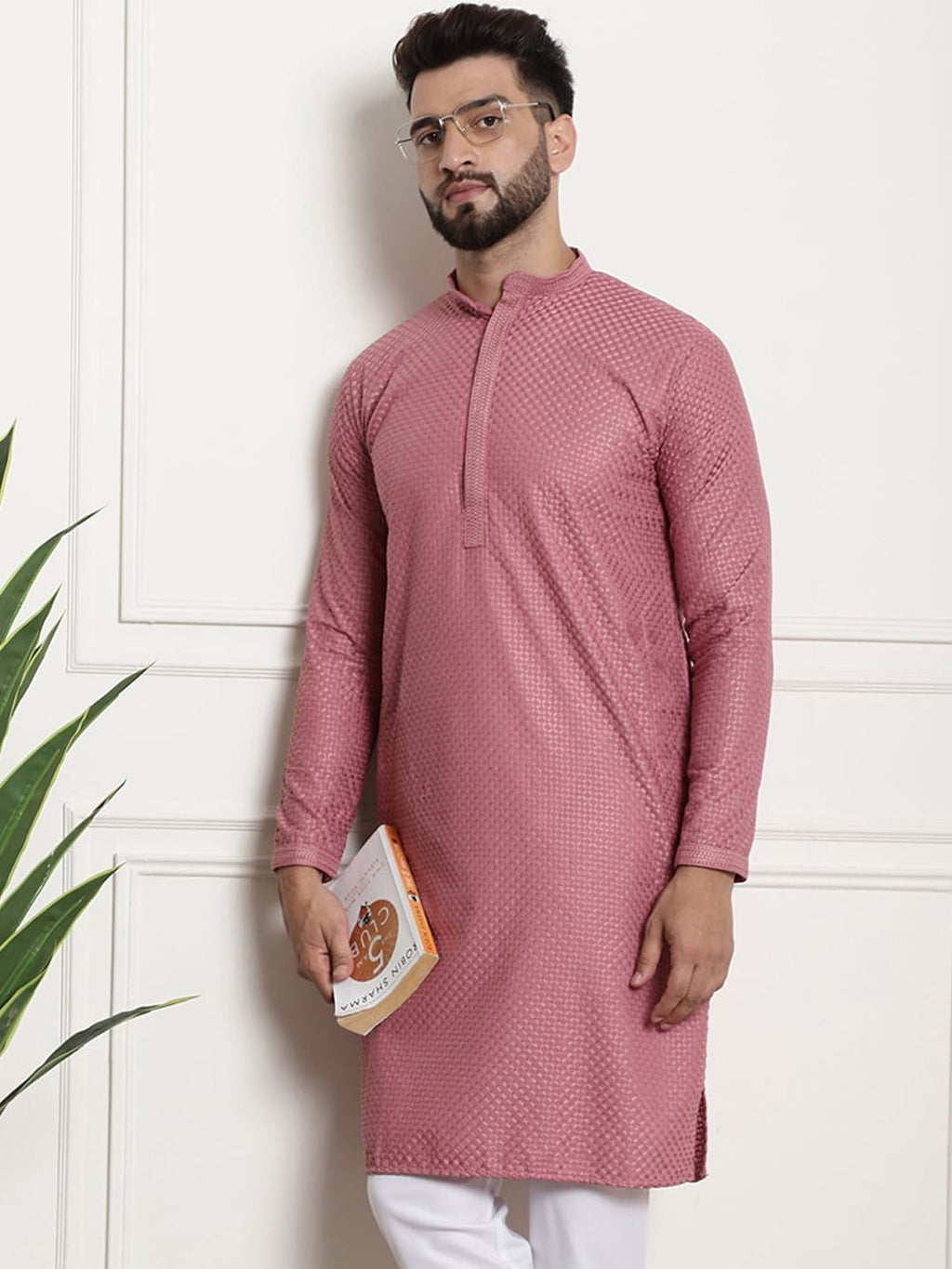 Sojanya Geometric Embroidered Thread Work Pure Cotton Straight Kurta